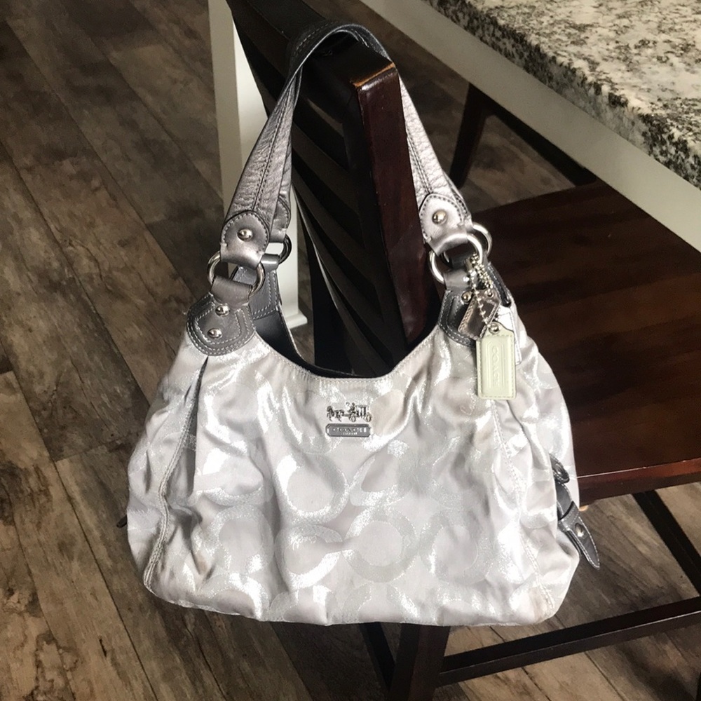 Silver Coach Shoulder Bag